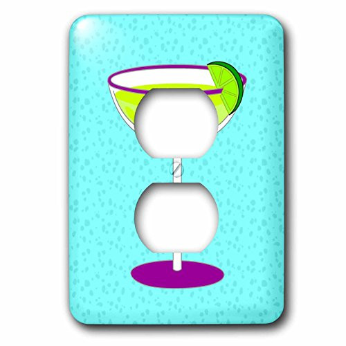 3dRose lsp_57115_6 Bright Margarita In Glass With Lime - Blue Background 2 Plug Outlet Cover Green