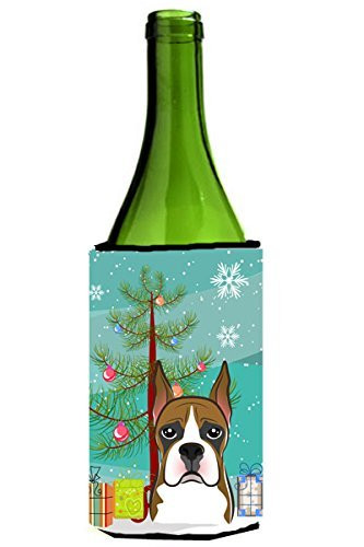 Caroline's Treasures Christmas Tree and Boxer Wine Bottle Koozie Hugger, 750 ml, Multicolor