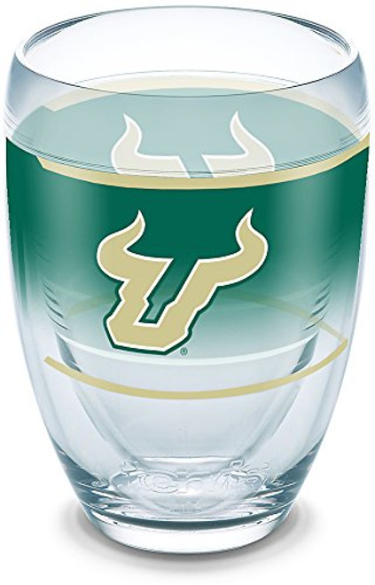 Tervis 1292619 USF Bulls Original Insulated Tumbler with Wrap, 9oz Stemless Wine Glass, Clear