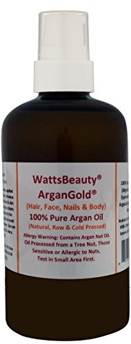 Watts Beauty ArganGold 100% Pure Argan Oil for Hair, Nails, Face & Body - All Natural Virgin Argan Oil Direct From Morocco- 4oz