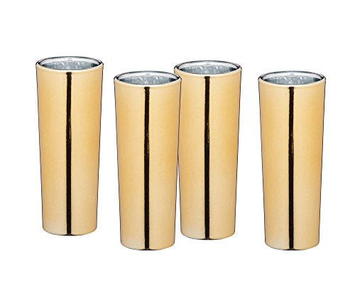 BarCraft Metallic Long Line Tall Shot Glasses with Gold Finish Set of 4