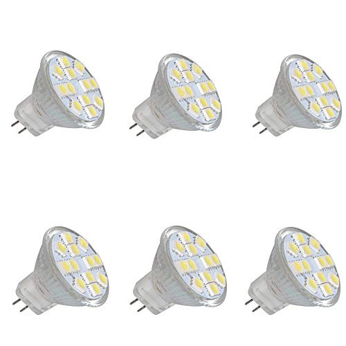 EBD Lightng MR11 GU4 LED Light Bulbs (6 Pack) GU4 Bi-Pin Base AC12V 2W (20W Halogen Light Bulbs) 6000K Cool White Utral Bright Spotlight for Home Landscape Track Lighting