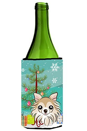 Caroline's Treasures Christmas Tree and Chihuahua Wine Bottle Koozie Hugger, 750 ml, Multicolor