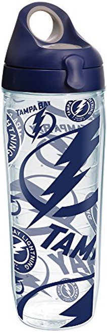 Tervis 1266028 NHL Tampa Bay Lightning All Over Tumbler with Wrap and Navy with Gray Lid 24oz Water Bottle, Clear Tervis 1266028 NHL Tampa Bay Lightning All Over Tumbler with Wrap and Navy with Gray Lid 24oz Water Bottle, Clear