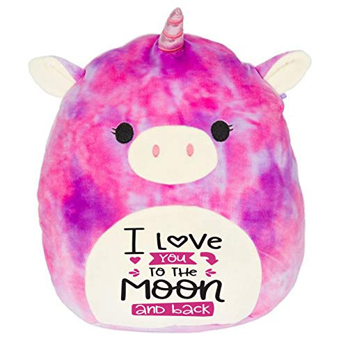 Squishmallow I Love You to The Moon and Back! Pre-Customized Original Kellytoy 8" Squishmallow Super Soft Plush Toy Stuffed Animal Pet Pillow Gift (Tie Dye Unicorn)