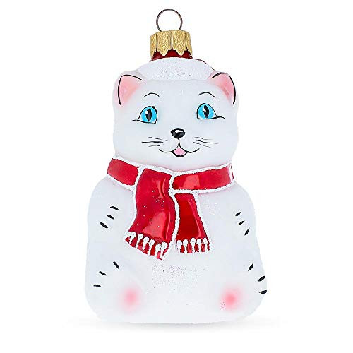 BestPysanky Chinese Cat Mouth Blown Glass Christmas Ornament 4.2 Inches