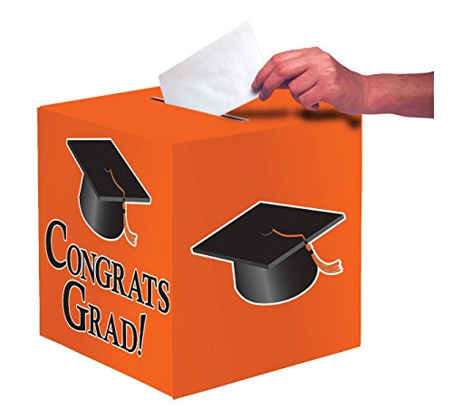 Creative Converting Congrats Grad Card Holder Box, Sun Kissed Orange
