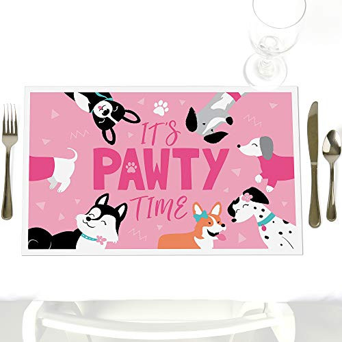 Pawty Like a Puppy Girl - Party Table Decorations - Pink Dog Baby Shower or Birthday Party Placemats - Set of 12 Pawty Like a Puppy Girl - Party Table Decorations - Pink Dog Baby Shower or Birthday Party Placemats - Set of 12