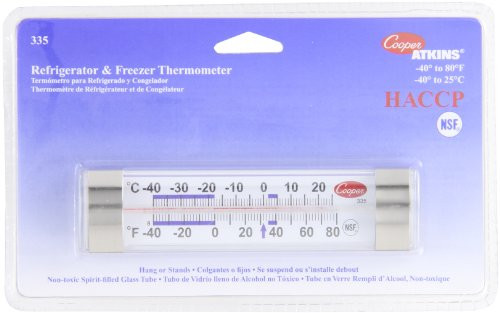 Cooper-Atkins 335-01-1 Commercial Refrigerator Thermometer, Commercial Freezer Thermometer (Glass Tube Thermometer, Commercial Grade Thermometer)