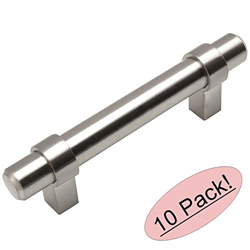Cosmas 161-3SN Satin Nickel Contemporary Bar Cabinet Handle Pull - 3' Hole Centers - 10 Pack