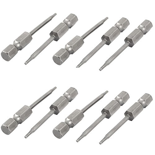uxcell 1/4inch Shank 1.5mm Tip 50mm Long Magnetic Hex Screwdriver Bit 10pcs
