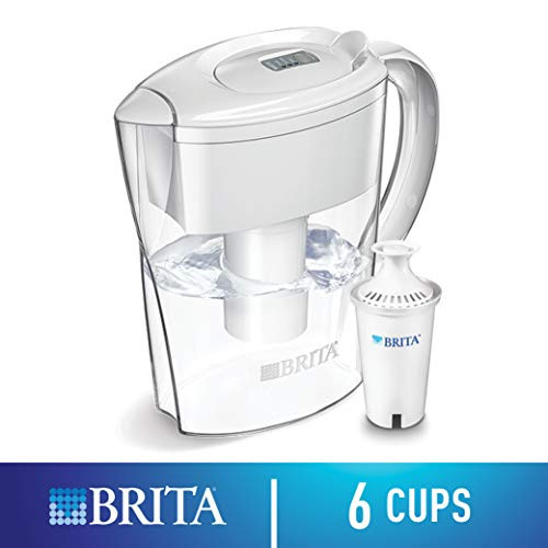 Brita Small 6 Cup Water Filter Pitcher with 1 Standard Filter, BPA Free  Space Saver, White