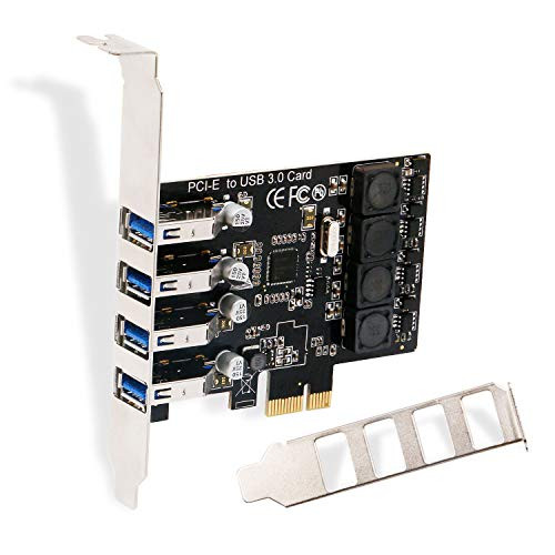 FebSmart PCIE USB 3.0 Card 4 Ports Super Fast 5Gbps Data Rate for Windows Server XP 7 Vista 8 8.1 10(32/64bit) PCs-Build in Self-Powered Technology-No Need Additional Power Supply (FS-U4L-Pro)