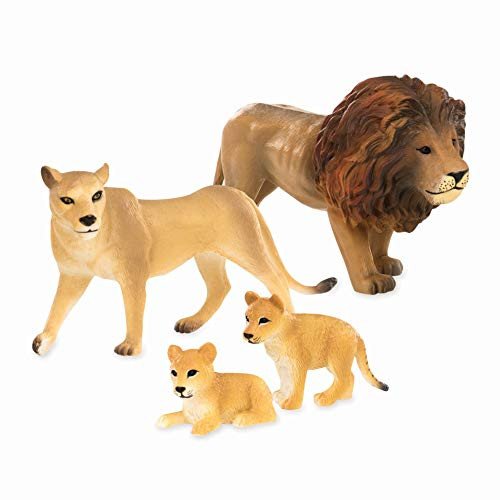 Terra by Battat  Lion Family  Miniature Plastic Lion Animal Figurines for Kids 3-Years-Old & Up (4 Pc)