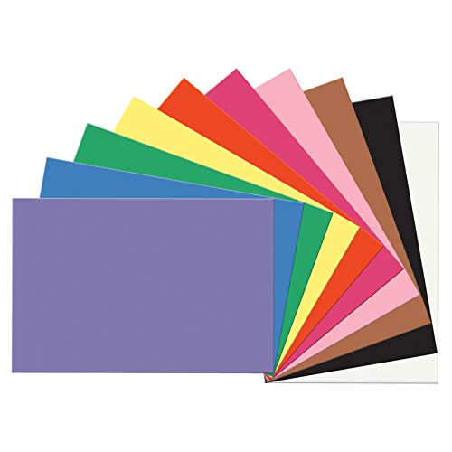 SunWorks PAC6507BN Construction Paper, 10 Assorted Colors, 12" x 18", 50 Sheets Per Pack, 5 Packs