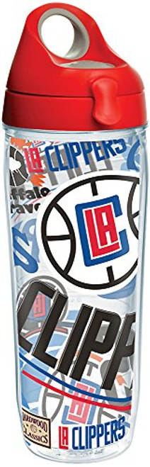 Tervis 1276711 NBA Los Angeles Clippers All Over Tumbler with Wrap and Red with Gray Lid 24oz Water Bottle, Clear Tervis 1276711 NBA Los Angeles Clippers All Over Tumbler with Wrap and Red with Gray Lid 24oz Water Bottle, Clear
