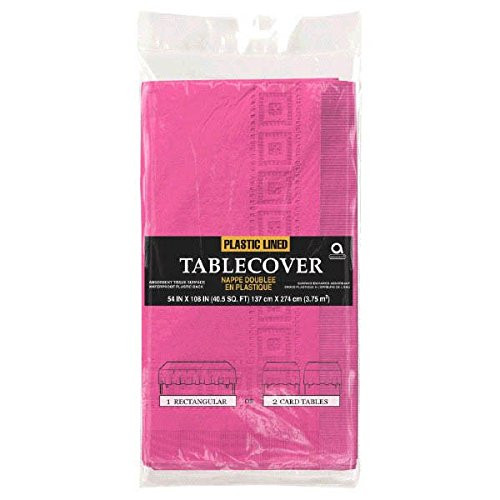 Bright Pink 3-Ply Paper Table Cover | 54" x 108" | Party Supply