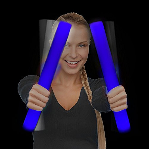 Fun Central AQ072 LED Foam Stick Baton Supreme, Flashing Baton - Blue - 6 Pcs - 16 Inches