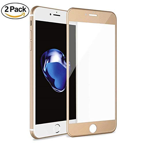 iCoverCase for iPhone 7 Plus/iPhone 8 Plus Screen Protector [2 Pack][Full Screen Coverage][Eye Protection][HD-Clear] Hard Tempered Glass Ultra Clear Shatter Proof Screen Protector -2 Pack Gold