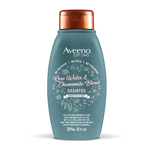 Aveeno Scalp Soothing Rose Water and Chamomile Blend Shampoo for Sensitive and Soft, Sulfate Free Shampoo, No Dyes or Parabens, 12 fl. oz Aveeno Scalp Soothing Rose Water and Chamomile Blend Shampoo for Sensitive and Soft, Sulfate Free Shampoo, No Dyes or Parabens, 12 fl. oz