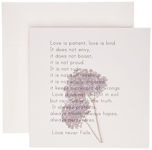 3dRose Love is Patient, Love is Kind Verse with Lavender Flowers - Inspirational - Greeting Cards, 6 x 6 inches, set of 12 (gc_56229_2)