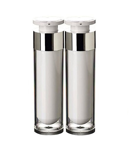 erioctry 2PCS 15ml/30ml/50ml White Empty Portable Refillable High-Grade Acrylic Airless Vacuum Pump Bottle Vial Travel Cream Lotion Toner Container Pot (50ml/ 1.7oz)
