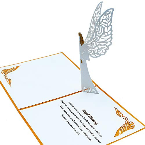 Guardian Angel Pop up Card With Envelope | 3D Angel Card for Christmas, Easter, Get Well Soon Card, Funeral, Bereavement, Memorial, Get Well Soon Card | Comes With Angel Blessing Inspirational Quote