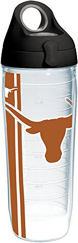 Tervis 1232413 Texas Longhorns Insulated Tumbler with Wrap and Black with Gray Lid, 24oz Water Bottle, Clear