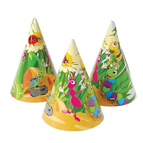 U.S. Toy Dozen Insect Bug Theme Paper Birthday Party Hats with Chin Straps