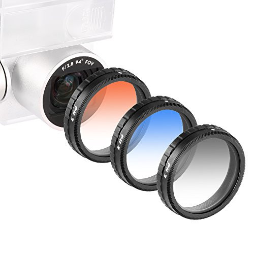 Neewer for DJI Phantom 4, DJI Phantom 3 Professional and Advanced, Graduated Lens Filter Set 3 Pieces: Graduated Grey Filter, Orange Filter and Blue Filter Not for DJI Phantom 3 Standard