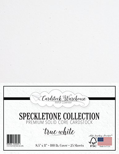 True White SPECKLETONE Recycled Cardstock Paper - 8.5 x 11 inch - Premium 100 LB. Cover - 25 Sheets