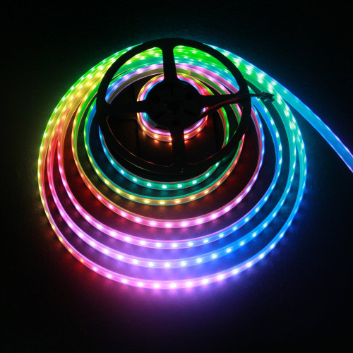 ALITOVE WS2812B Individually Addressable LED Strip Light 5050 RGB 16.4ft 300 LED Pixel Flexible Lamp Tube Waterproof IP67 Black PCB DC 5V