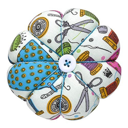 eZAKKA Pin Cushion Polka Pumpkin Wrist Pin Cushions Wearable Needle Pincushions for Sewing Quilting Pins Holder (Sewing Necessities Pattern Green)