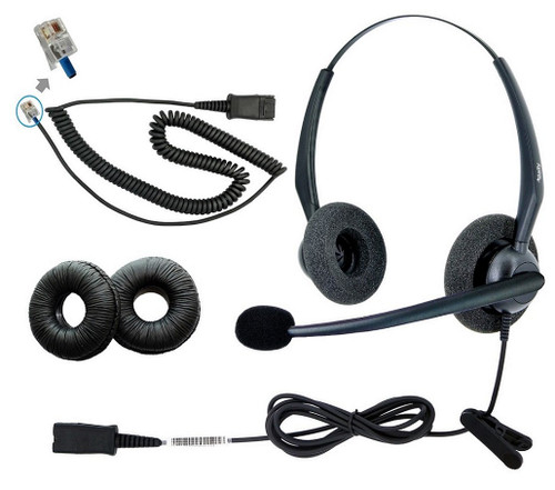 DailyHeadset RJ9 Duo Corded Noise Cancelling Microphone Phone Headset for Grandstream Yealink Snom Huawei Panasonic Business Office IP Phone