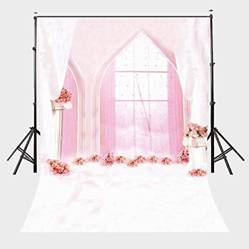 Lylycty 5×7ft Polyester Backdrops Romantic Millennial Pink Room Girl Princess Photography Background Studio Props LYGE396
