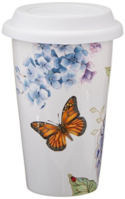 Lenox Butterfly Meadow Blue Thermal Mug, White Lenox Butterfly Meadow Blue Thermal Mug, White
