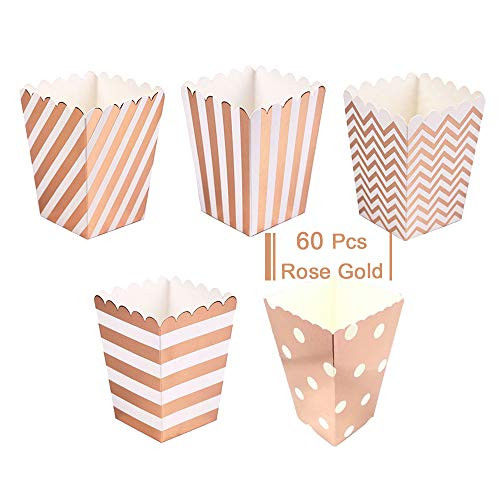 Rose Gold Open-Top Popcorn Box Set of 60 Popcorn Favor Boxes Cardboard Candy Container Parties Mini Paper Popcorn Containers for Birthday Bridal and Baby Shower Fiesta Dessert Tables Wedding Party Rose Gold Open-Top Popcorn Box Set of 60 Popcorn Favor Boxes Cardboard Candy Container Parties Mini Paper Popcorn Containers for Birthday Bridal and Baby Shower Fiesta Dessert Tables Wedding Party