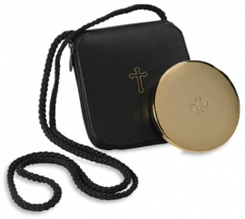 Gold Finish Pyx with Leather Burse