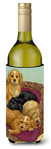 Caroline's Treasures Puppies Wine Bottle Koozie Hugger, 750 ml, Multicolor