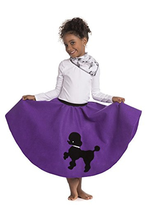 Kidcostumes Poodle Skirt with Musical Note printed Scarf Purple