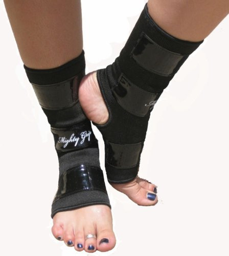 Large Black Mighty Grip Pole Dancing Ankle Protectors with Tack Strips for Gripping the Pole (1 pair)