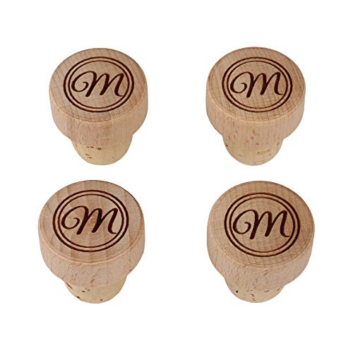 Mothers Day gifts from Daughter - 4 Wine Stoppers, Wine Bottle Stopper Engraved with M-Initial
