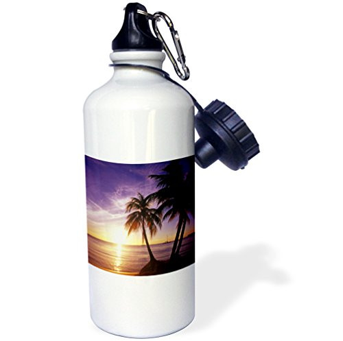 3dRose wb_70016_1"Beaches at Negril, Jamaica-CA22 GJO0022 Greg Johnston" Sports Water Bottle, 21 oz, White