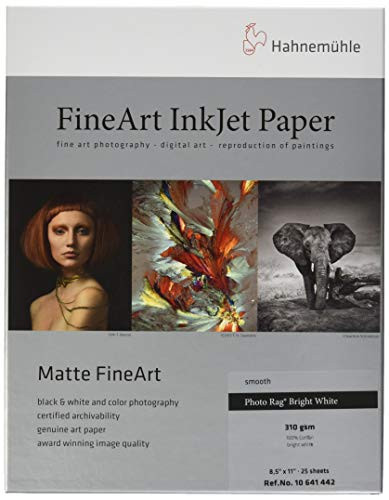 Hahnemuhle Photo Rag Bright White 8.5 x 11 in. Paper (310GSM, 25 Sheets)