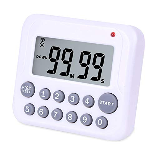 Digital Kitchen Timer, TuoPulife Simultaneous Cooking Timing Countdown Up Pocket Timer, Large Led Display, Loud Alarm, Memory Stopwatch Function, Magnetic Back (Battery included) (2 Pack)