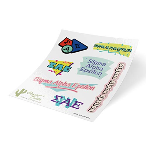 Sigma Alpha Epsilon 90's Themed Sticker Sheet Decal Laptop Water Bottle Car SAE (Full Sheet - 90's)