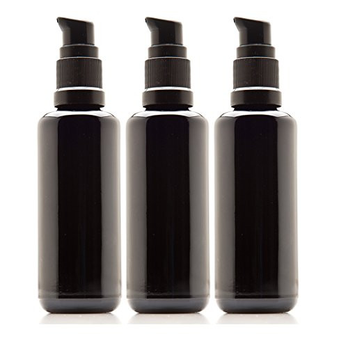 Infinity Jars 50 Ml (1.7 fl oz) Black Ultraviolet Glass Push Pump Bottle 3-Pack