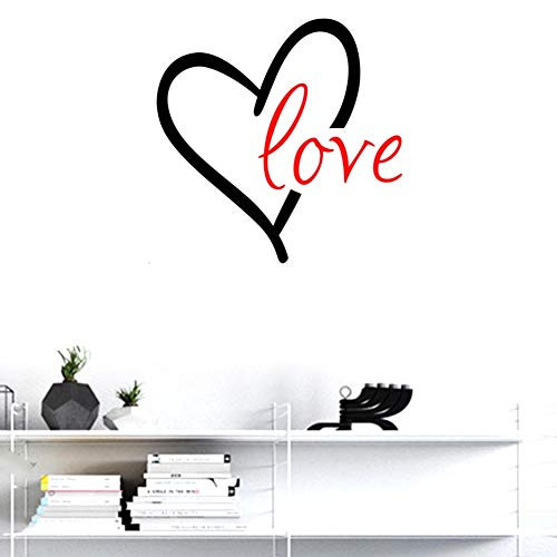 BIBITIME 16.93" x 16.93" Black Heart Red Love Wall Decal Vinyl Sticker for Baby Infants Toddlers Nursery Bedroom Children Kids Room Decor Art PVC Murals
