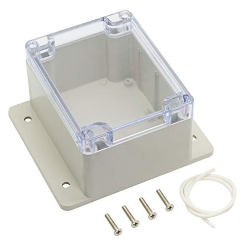 LeMotech ABS Plastic Junction Box, Dustproof Weatherproof IP65 Electrical Box - Universal Project Enclosure Pale Grey, with PC Transparent/Clear Cover and Fixed Ear 4.5"x3.5"x2.68"(115mmx90mmx68mm)