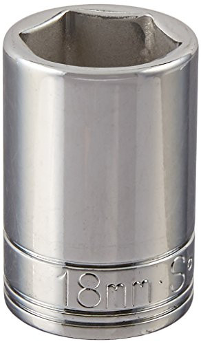 SK Hand Tool 48218 6 Point 1/2-Inch Drive Standard Socket,18mm, Chrome